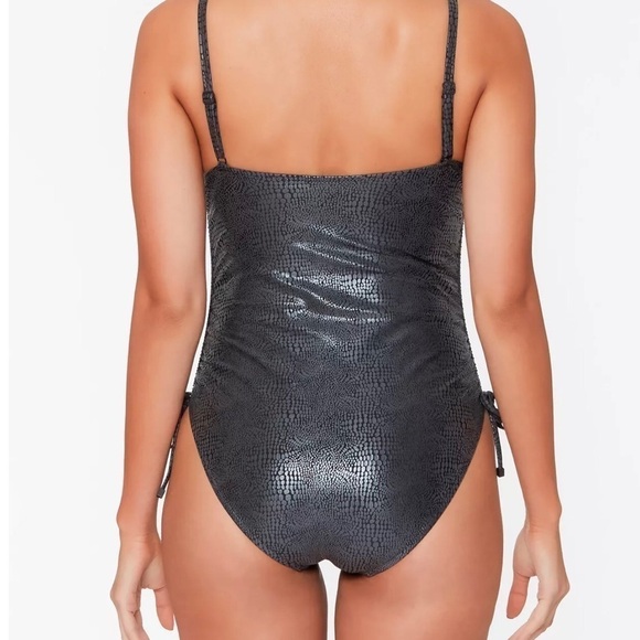 BAR III Faux Snakeskin One-Shoulder One-Piece Swimsuit, Size XS - Picture 9 of 12